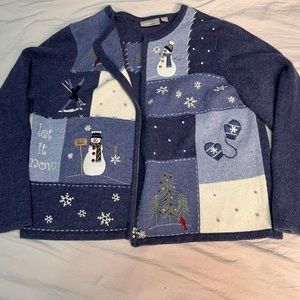 VINTAGE Let It Snow” cardigan/jacket! Brand is craft&Barrow size is Pete Large